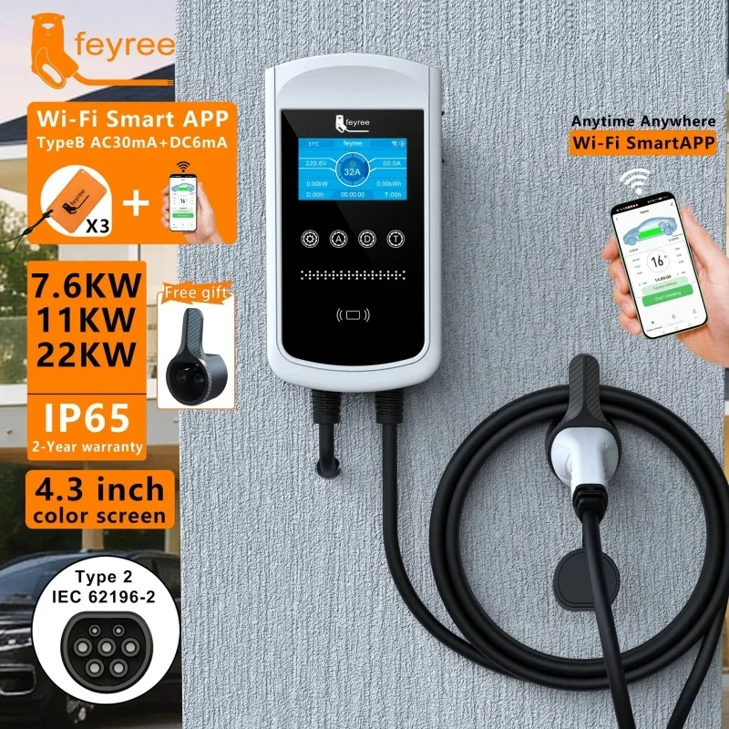 Feyree Typ2 EV-Ladegerät 32A 7 – Ev Charger Type 2 22Kw 32A 3 Phase Bewertung und Preis